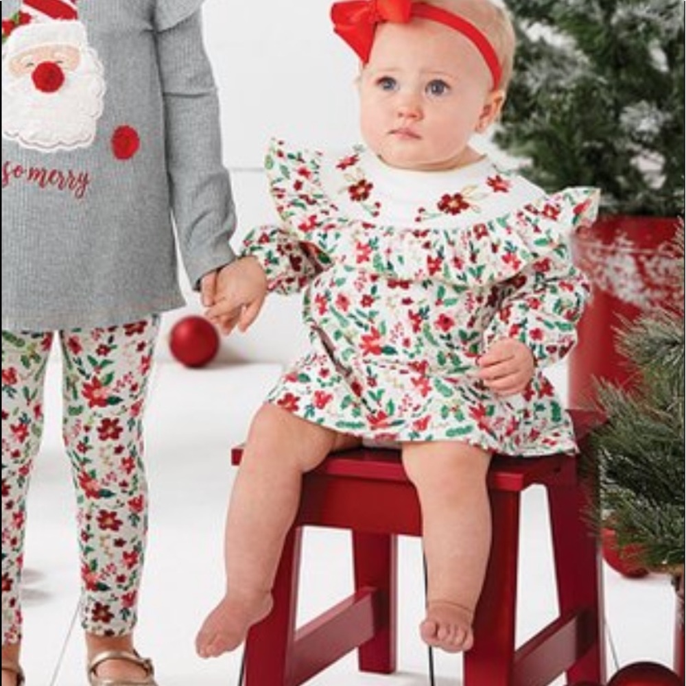 Mud Pie corduroy beautiful floral holiday dress